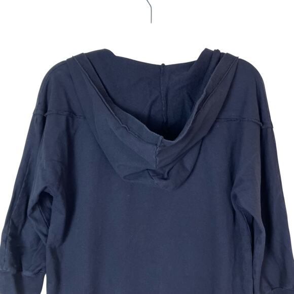 Free People Intimately Sz L Y2K Style Slouchy Hoodie Sweatshirt 3/4 Sleeve Black - Picture 7 of 16